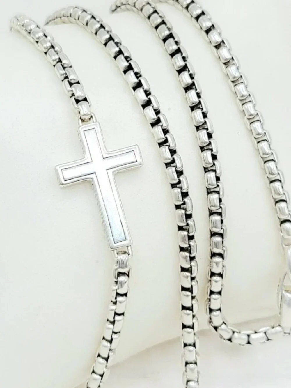 David Yurman Cross Station Necklace w/ Black Diamonds - 3.6mm - 22